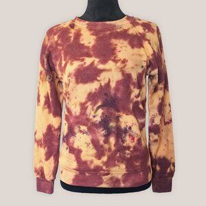 NWT Sahara Tie Dye Orange Pullover Sweatshirt Fleece Raglan Long Sleeve Top